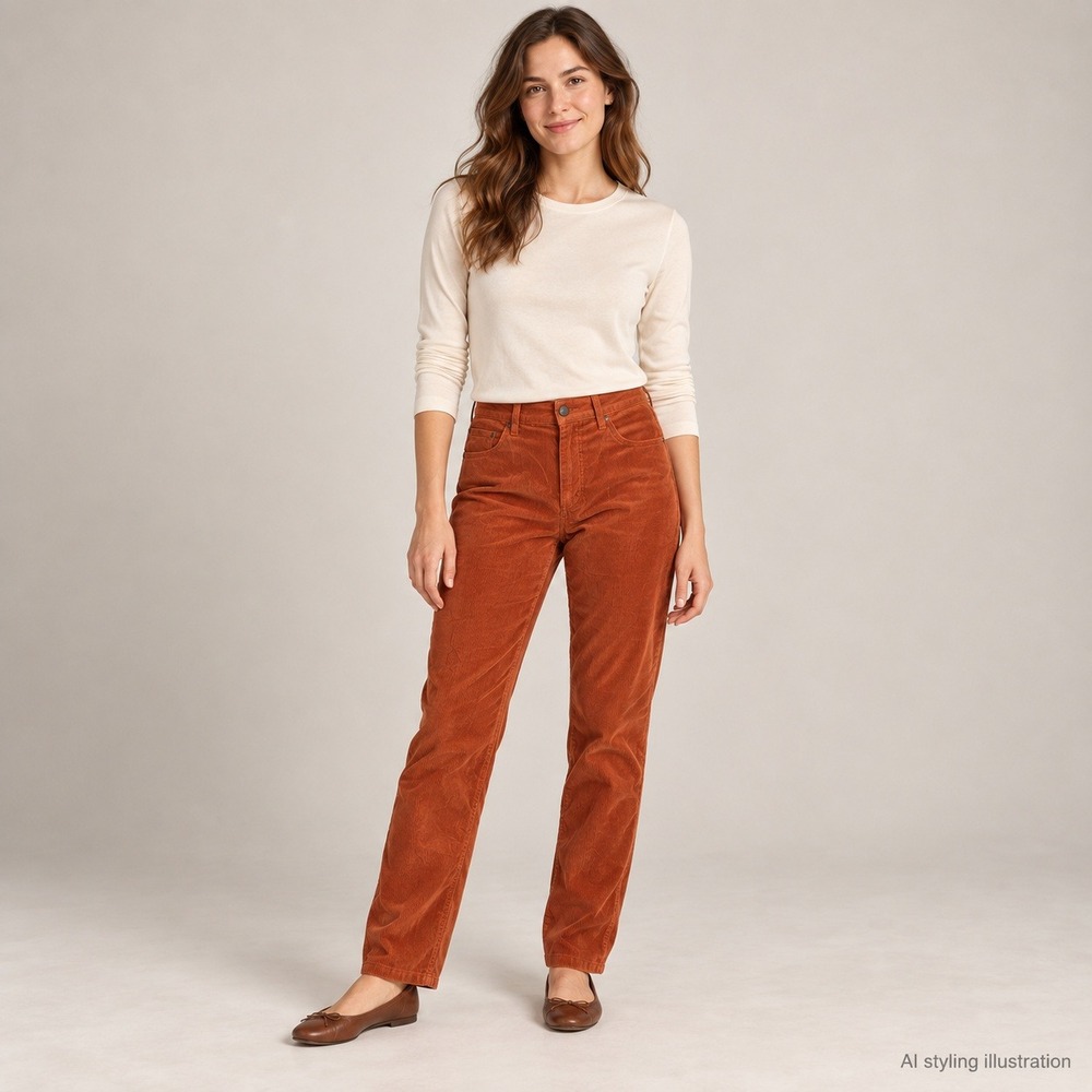 Lauren Ralph Lauren Corduroy Pants Womens 8 Orange Autumn Preppy Classic
